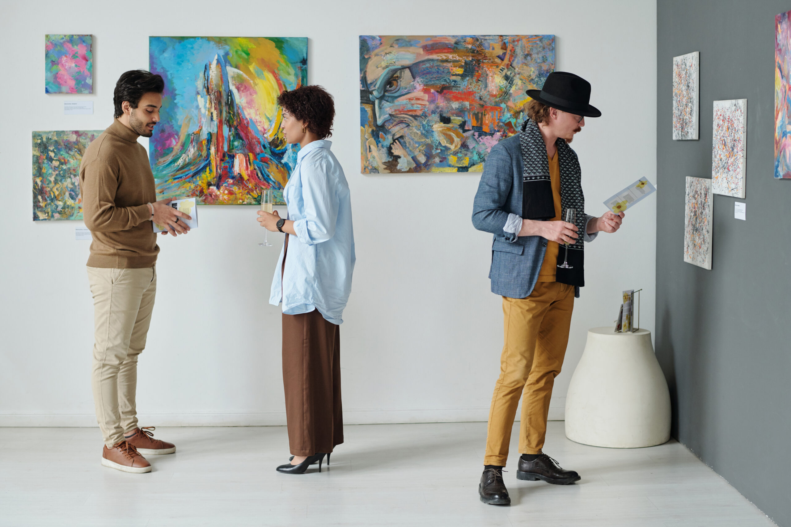 people visiting the exhibition of modern art